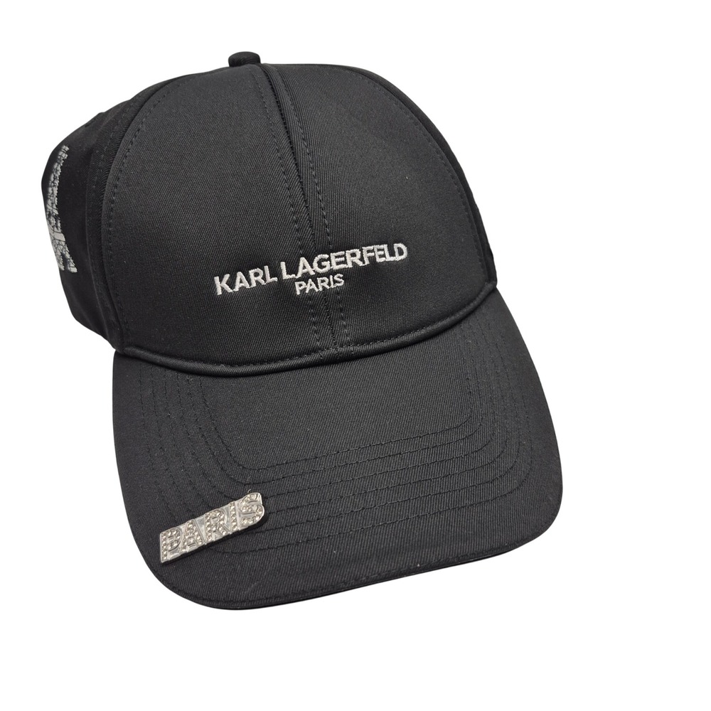 Karl Lagerfeld Paris Logo with Charms Adjustable Baseball Cap Hat Black One Size